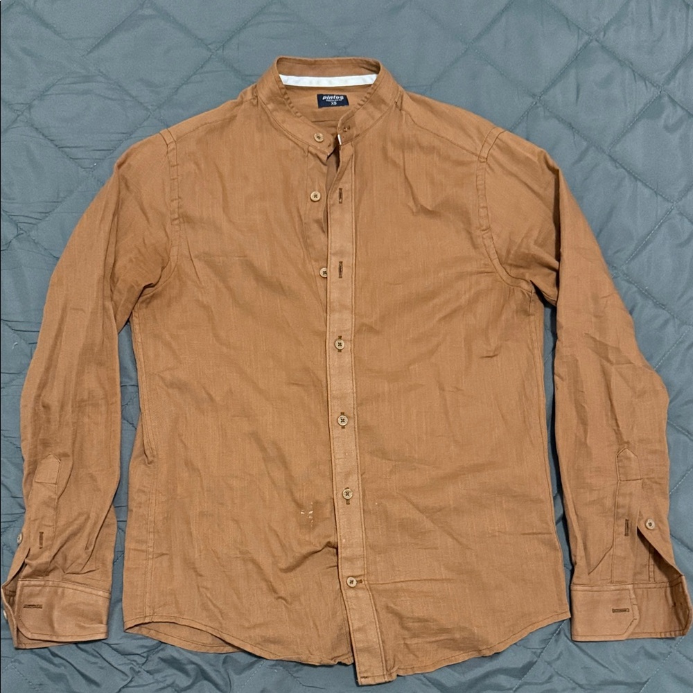 Casual Tan Button-Down Shirt for Men